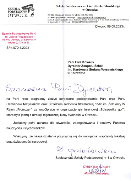 Podziękowanie SP4